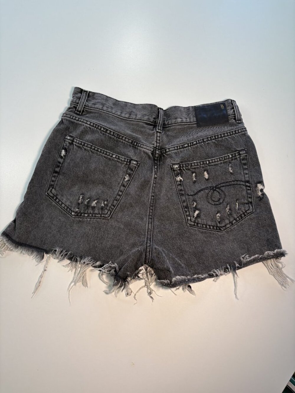 R13 Made In Italy Distressed Denim Cutoff Shorts Gray Black Wash Size 28 - Picture 2 of 10